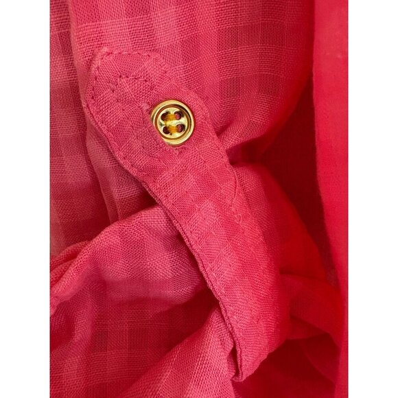 Charter Club Pink Linen Blend Button-Up Shirt Roll-Tab Sleeves XL - Picture 5 of 6